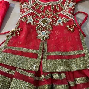 Pink Indian Bollywood style baby dress size 16 with beautiful stone work done.